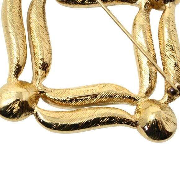 Vintage Signed Monet Pin Brooch Curvy Square w Rhinestones 2" Across - Hey Viv - Picture 3 of 6